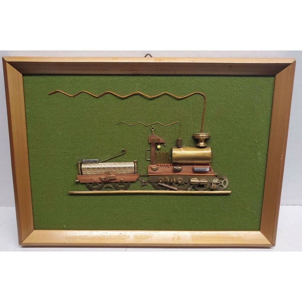 Metal‎ Framed 3D Vintage of antique railroad engine -  Made in Spain - Ref. 7222